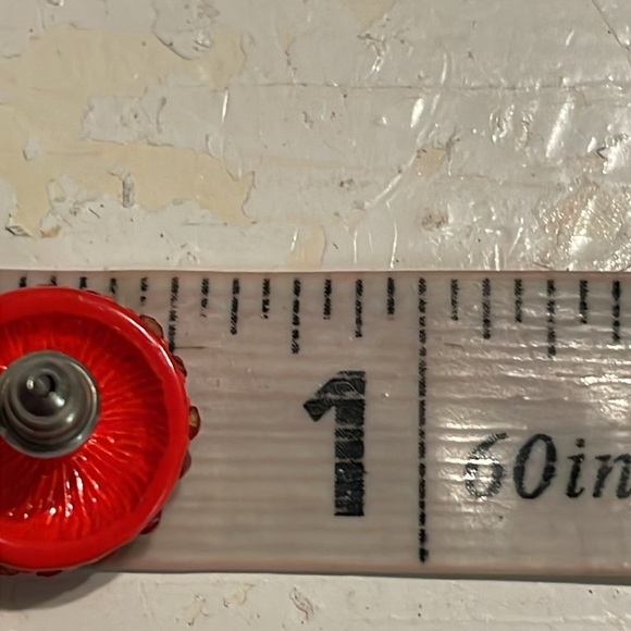 0.5” round red druzy filled basketball stud earrings - Picture 16 of 16